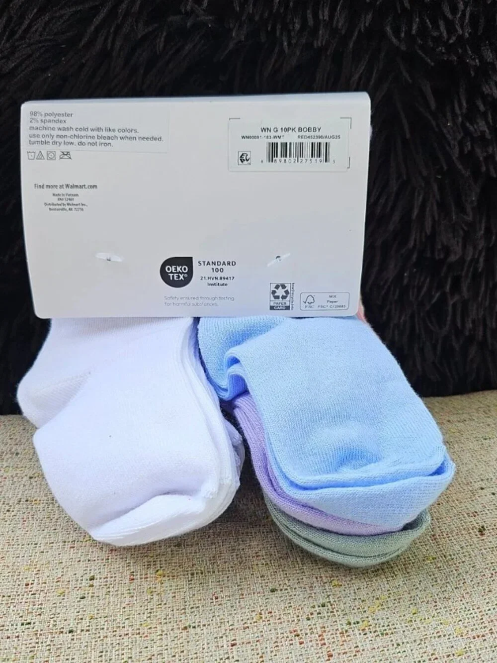 Wonder Nation Kids Socks Turn Cuff Ribbed Multi Color Size 18-36M set of 10 NWT